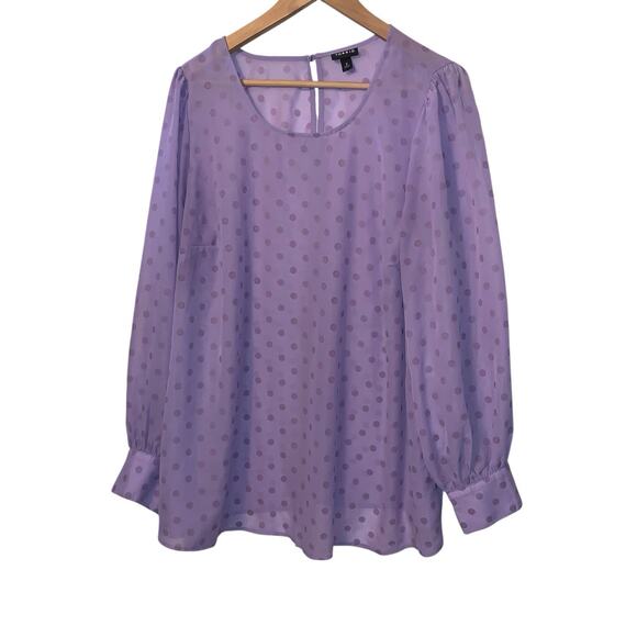 torrid Tops - Torrid Womens Chiffon Clip Dot Top Size 2x Purple Puff Sleeve Semi Sheer Keyhole